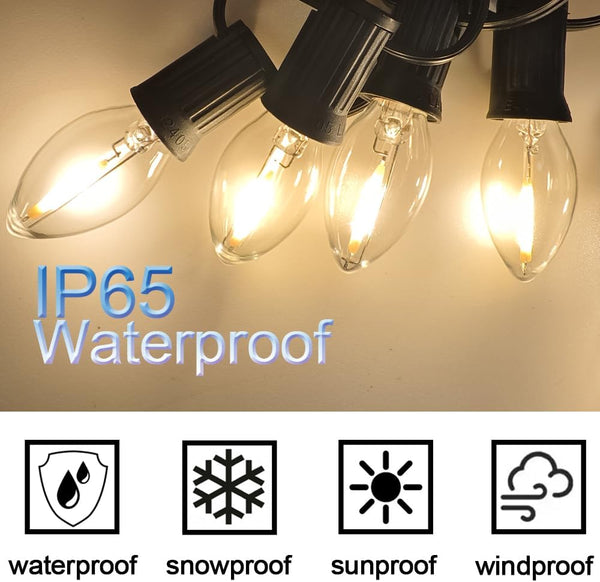 NETEHA 6 Pack C7 Clear Led Replacement Christmas Light Bulb, C7 E12 Base 120V Waterproof Led Bulbs for Christmas Outdoor String Lights, Halloween