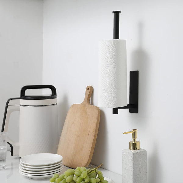 Theaoo Paper Towel Holder - under Cabinet Paper Towel Holder for Kitchen, Adhesive Paper Towel Roll Rack for Bathroom Towel, Wall Mounted Matte