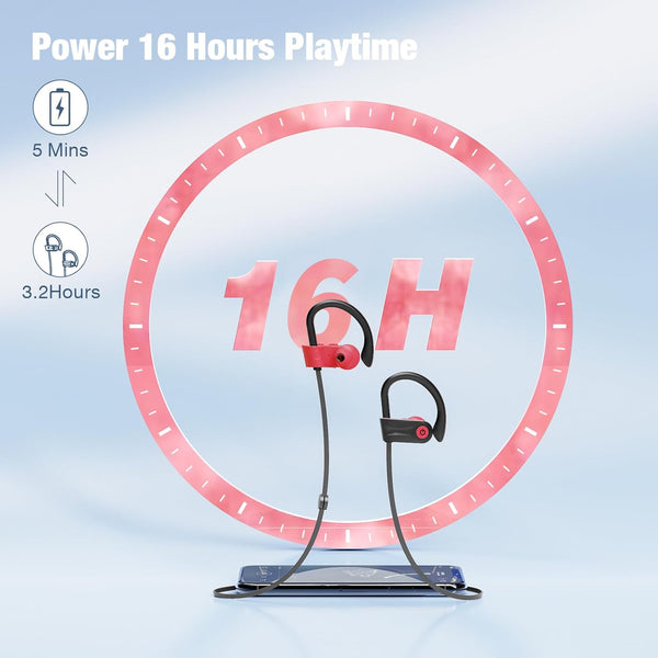 Boean Workout Headphones with Mic - Bluetooth 5.3 Technology, Stereo Sound, Deep Bass, 16 Hrs Playback, IPX7 Rating for Sports