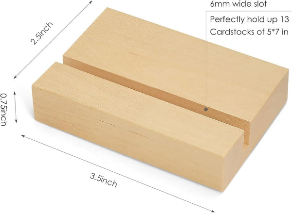 UNIQOOO 3.5" Walnut Wood Stand for 2024 Monthly Desk Calendar, Wooden Block Base, Cardstock Holder, for Office Home Retail Reception Decor, Photo