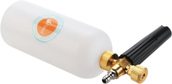 Adjustable Snow Foam Cannon with Heavy Duty Brass Knob, Quick Release Foam Blaster for Pressure Washer Gun, 1L Bottle