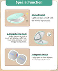 Wobsion Lighted Makeup Mirror with Magnification,Rechargeable 1X/10X Travel Mirror,Portable Comapct Folding Mirror for Bag,Gift,Cyan