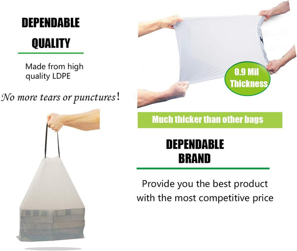 Besli 10 Gallon Drawstring Trash Bag Garbage Bag Trash Can Liner,0.9 Mil,90 Counts