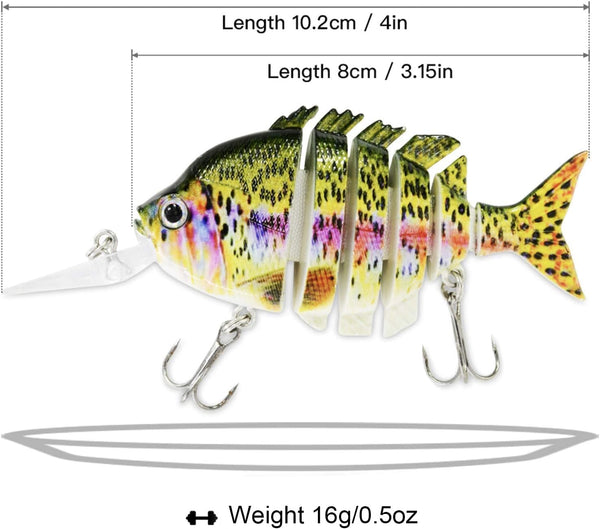 Fishing Lures for Bass Trout Topwater Multi Jointed Swimbaits Slow Sinking Bionic Swimming Lures Bass Freshwater Saltwater Bass Lifelike Fishing