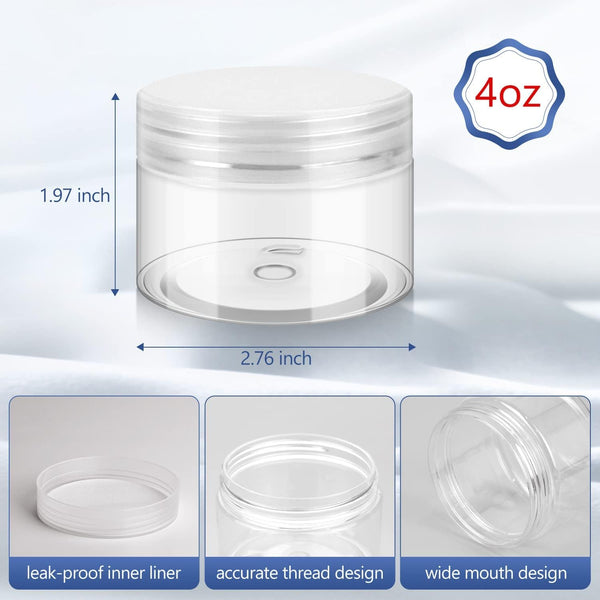 Becatocy 4Oz Plastic Container with Lids, BPA Free and Refillable Cosmetic Containers, Reusable Small Plastic Jars for Lotion, Powders, Beauty