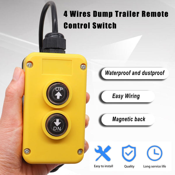 Taiss 4 Wire Dump Trailer Remote Control Switch 12V DC - Industrial Pushbutton up down Controller for Truck Lift Unloading Tipper F-G018-4W