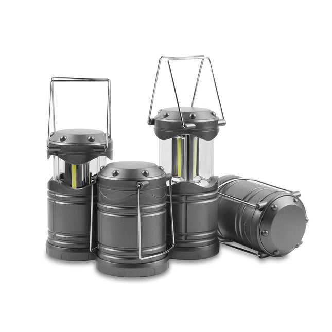 Lichamp LED Camping Lantern, 4 Pack Battery Powered Flashlight for Power Outages, Portable Collapsible Hanging Light Ess