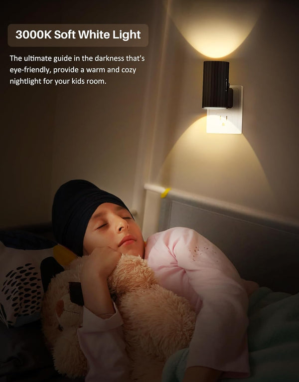 Night Lights Plug into Wall, LED Plug in Night Light, Dusk to Dawn Light Sensor, 0-100LM Adjustable Brightness Wall Light, Soft White 3000K,