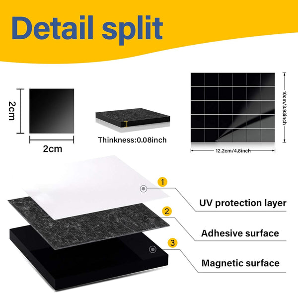 Sukh Square Magnets Magnetic Tape-Strip - 40 PCS Magnet Sheets Magnets with Adhesive Backing Magnet on One Side Self Adhesive on the Other Side