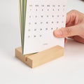 UNIQOOO 3.5" Walnut Wood Stand for 2024 Monthly Desk Calendar, Wooden Block Base, Cardstock Holder, for Office Home Retail Reception Decor, Photo