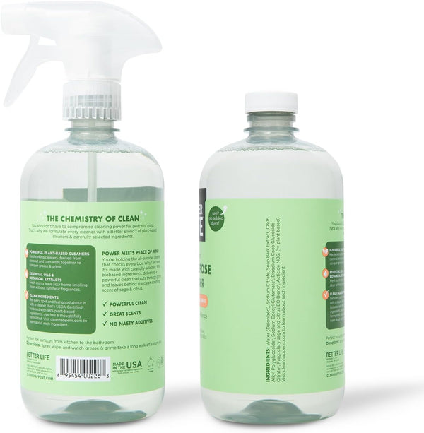 Better Life All Purpose Cleaner - Multipurpose Home and Kitchen Cleaning Spray for Glass, Countertops, Appliances, Upholstery & More -