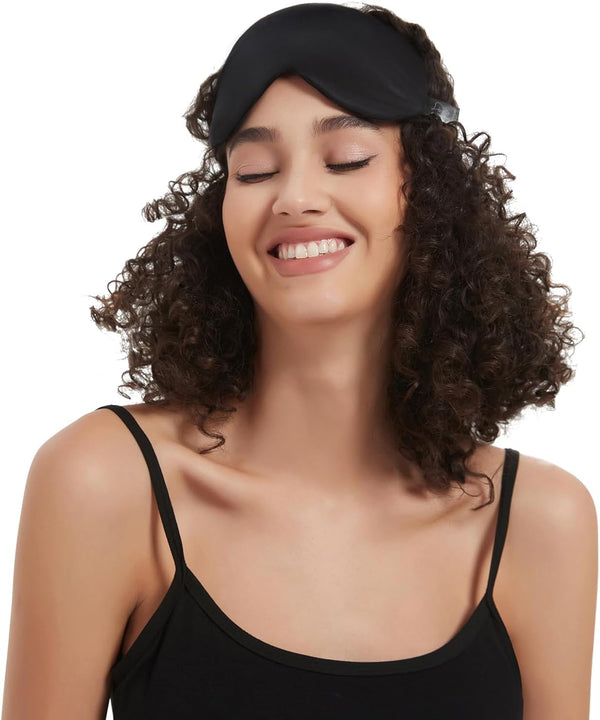 Alaska Bear Sleep Mask Silk Cover Eye Contour Built-In No Pressure for Sleeping, Upgrade over Conventional Flat Satin Eye Masks, Machine Washable