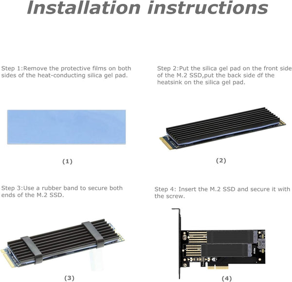 Dual M.2 PCIE Adapter for SATA or PCIE Nvme SSD with Advanced Heat Sink Solution,M.2 SSD NVME (M Key) and SATA (B Key) 22110 2280 2260 2242 2230