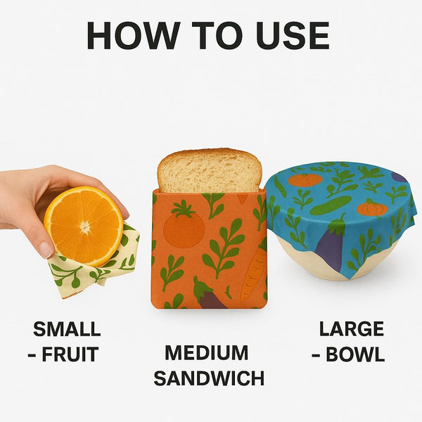 Reusable Beeswax Food Wraps 9 Pack â Organic Eco-Friendly Beeswax Wraps for Food Storage â Sustainable Plastic-Free Sandwich, Snack, Bread