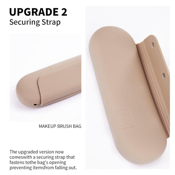 Silicone Makeup Brush Holder Travel Cosmetic Bag：Soft Portable Cosmetic Face Brushes Holder with Upgrade Anti-Fall Out Magnetic Closure, Large