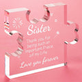 Funnli Sister Gifts from Sister Acrylic Puzzle Plaque - Sister Birthday Gift Ideas 3.35 X 2.76 Inch Desk Decorations - Sister Gifts Birthday