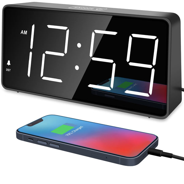 Peakeep Digital Alarm Clock for Bedroom Bedside, Loud Alarm Clock for Heavy Sleepers, Large Big LED Numbers for Seniors, Battery Backup Plug in