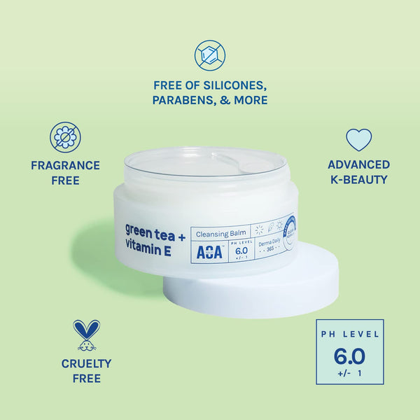 AOA STUDIO Skin Green Tea & Vitamin E Cleansing Balm, Melting Balm to Oil for Makeup Remover, Double Cleansing, Face Wash Cleanser All Skin Type