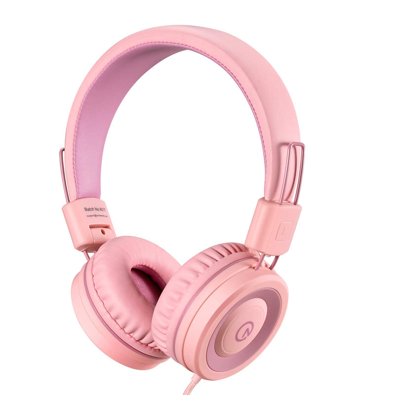 Noot Products Kids Headphones K11 Foldable Stereo Tangle-Free 5Ft Long Cord 3.5Mm Jack Plug in Wired On-Ear Headset for