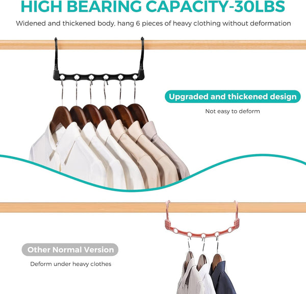 HOUSE DAY Space Saving Hangers 10 Pack, Black Magic Multi Organizer, Closet Storage System Space Saver, Collapsible Hangers for Clothes