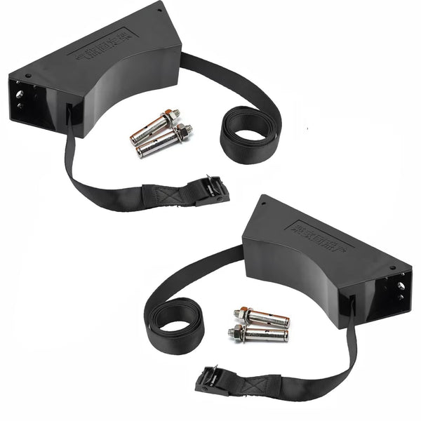 2Pcs Propane Tank Holder Cylinder Wall Mounted Bracket Gas Cylinder Bracket with SUS 304 Installation Screws & 59 Inch Strap Supported 4"-12"(Black)