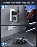 4-In-1 Portable Charger with Built-In Wall Plug&Usb-C Cables,10800Mah Power Bank with Iwatch Charger,Qc4.0+Pd 25W Fast Charging Battery