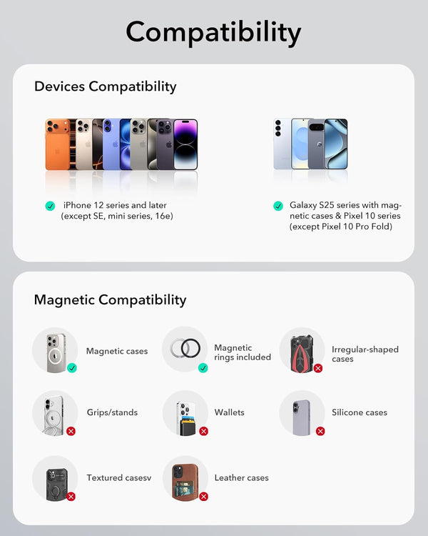 ESR for Magsafe Car Mount, Air Vent/Dashboard Magnetic Phone Holder for Car, Strong Magnets,Car Phone Holder Mount for Iphone