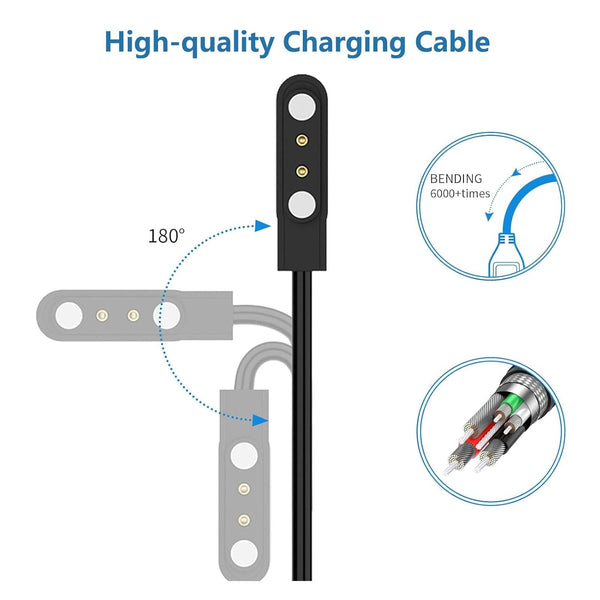 Veryfit Smartwatch Charging Cable, Fit for IDW19, IDW15, IDW13, ID208(BT), ID205L, ID206, and More, Replacement Magnetic USB Cable for Fast and