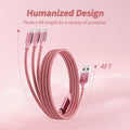 IDISON Multi Charging Cable(2Pack 4FT), 3 in 1 Charging Cable Nylon Braided USB Multi Charger Cable Universal USB Cable with Type C/Micro/Ip Port