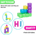 KOMARC GAMES Stickikubes, Mini Stacking Cubes That Stick to Anything, Non Toxic Kid Safe Sticky Blocks, Creative Construction Toy - 125 Cubes, 5