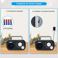 DreamSky AM FM Portable Radio Plug In Wall or Battery Operated for Home & Outdoor, Strong Reception & Sound, Large Dial Easy to Use, Transistor