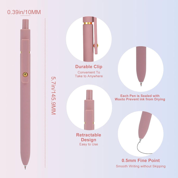 Ddaowanx Gel Pens, 6 Pcs 0.5Mm Quick Dry Black Ink Pens Fine Point Smooth Writing Pens, Cute Office School Supplies Gifts for Women
