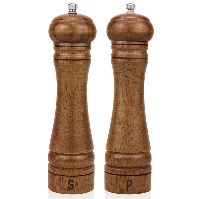 Wood Salt and Pepper Grinder Set, Salt Mill Pepper Grinder Set, Pepper Mill, Salt Shakers with Adjustable Ceramic Rotor-