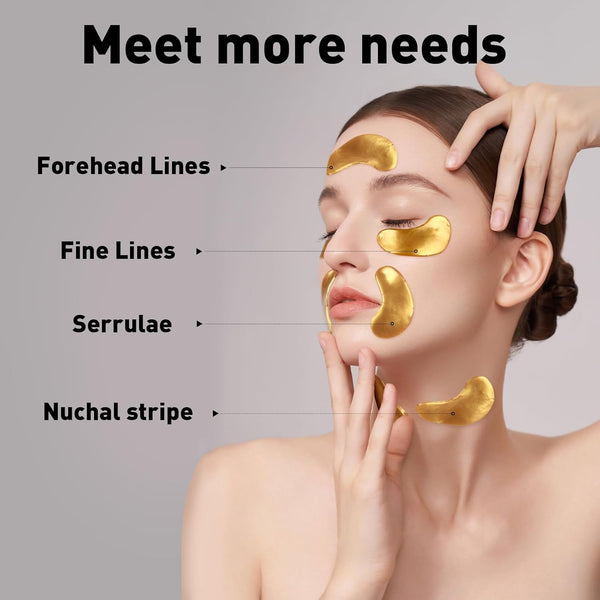 CHMI under Eye Patches (100 Pairs) - 24K Gold Eye Patches for Puffy Eyes, Dark Circles, Eye Bags and Wrinkles, Collagen Skin Care Products, Beauty