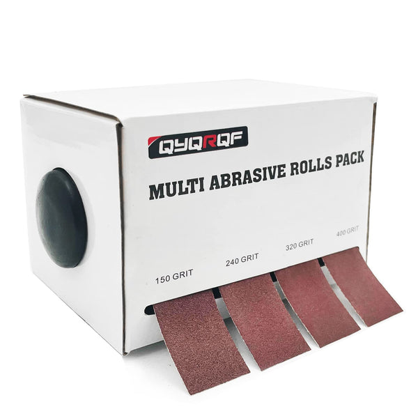 Emery Cloth Roll, 4 Grits Abrasive Sandpaper Rolls Assorted Sand Paper with Dispenser for Woodworking Automotive Metal Polishing, 150 240 320 400
