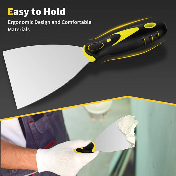 Putty Knife, 4Pcs Spackle Knife Set (2, 3, 4, 5 In), Stainless Steel Paint Scraper, Taping Knife Tool for Repairing Drywall, Removing Wallpaper,