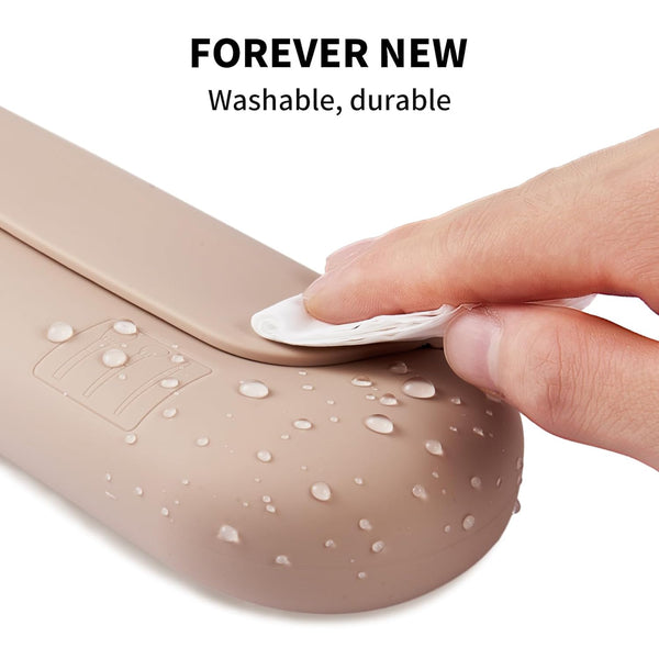 Silicone Makeup Brush Holder Travel Cosmetic Bag：Soft Portable Cosmetic Face Brushes Holder with Upgrade Anti-Fall Out Magnetic Closure, Large