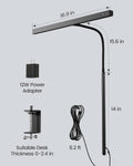 SUPERDANNY LED Desk Lamp for Office Home, Eye-Caring Desk Light with Adjustable Gooseneck, 12W Touch Control Dimmable Brightness, Architect Clamp