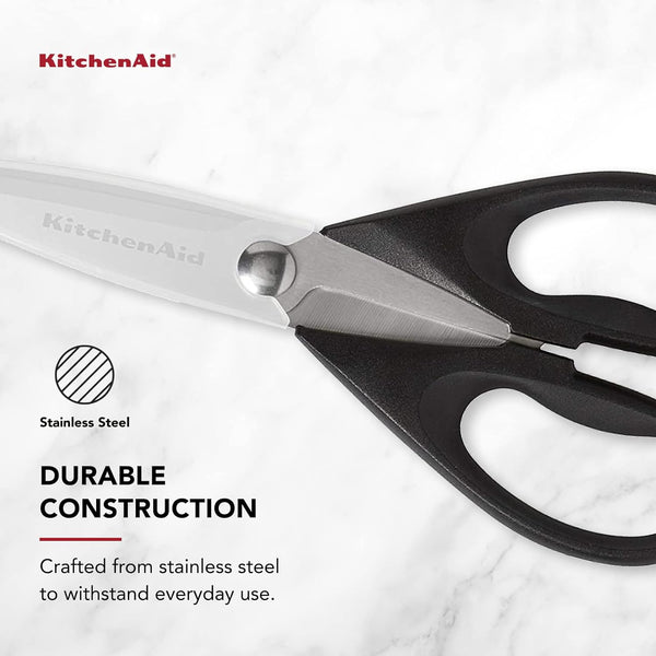 Kitchenaid All Purpose Kitchen Shears with Protective Sheath Durable Stainless Steel Scissors, Dishwasher Safe, Soft Grip Comfort Handle, 8.72