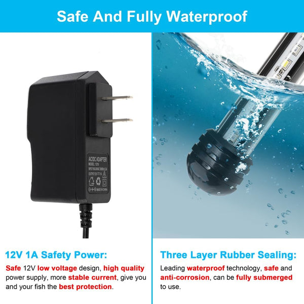 4W 7.5Inch Submersible Aquarium Light Underwater Fish Tank Light LED Aquarium Light Bar with Timer Auto On/Off and Dimmer Adjustable Brightness, 1