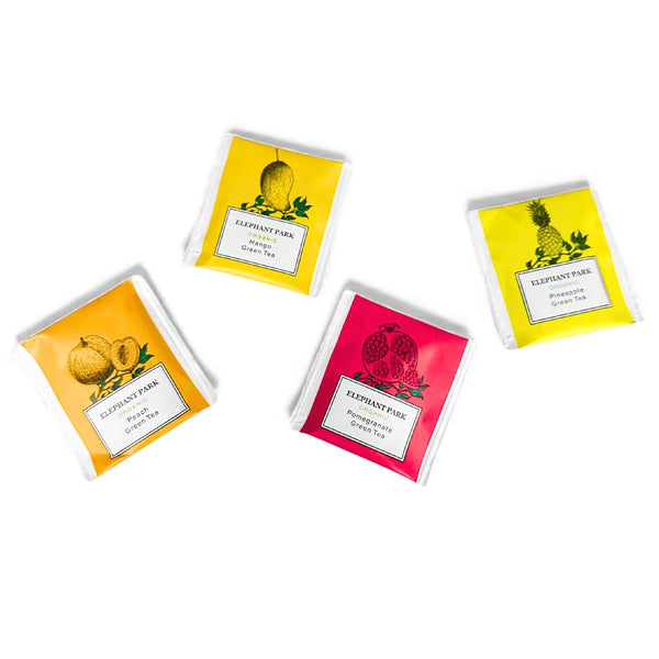 Premium Organic Fruit Green Tea Sampler, 100 Count Assorted Tea Bags, Caffeinated & Herbal Variety Pack Pineapple, Pomegranate, Mango, Peach Flavors