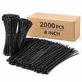 Black Zip Ties 8 Inch 2000 Pack Bulk Heavy Duty Self Locking Zipties 8" UV Resistant Nylon Cable Ties Wire Ties Wraps Tensile Strength 40 Lbs for
