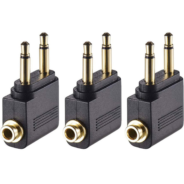 3 Pack Airplane Airline Headphones Adapter Gold Plated for Headsets,3.5Mm Dual Male to 3.5Mm Female Jack Connectors Conv