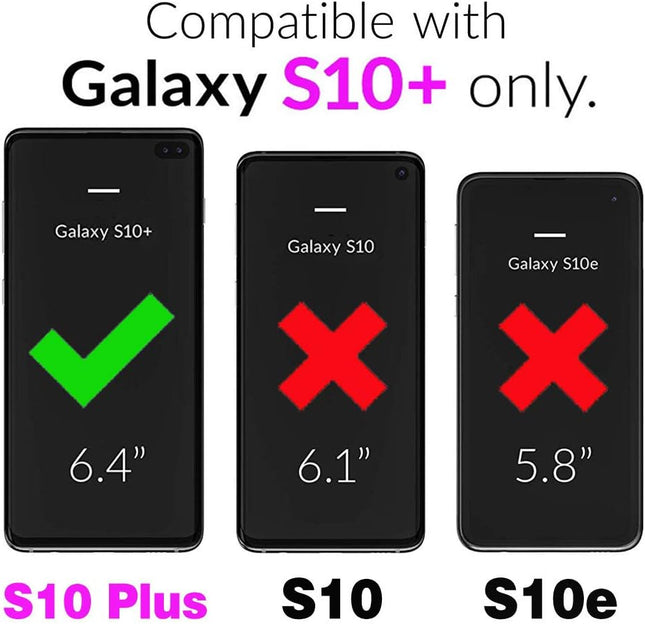 Asuwish Phone Case for Samsung Galaxy S10 plus Wallet Cover with RFID Blocking Credit Card Holder Wrist Crossbody Strap 