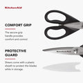 Kitchenaid All Purpose Kitchen Shears with Protective Sheath Durable Stainless Steel Scissors, Dishwasher Safe, Soft Grip Comfort Handle, 8.72