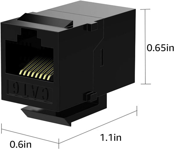 Rj45 Coupler Keystone Jack Ethernet Coupler Female to Female Cat6 Coupler 25 Pack Black