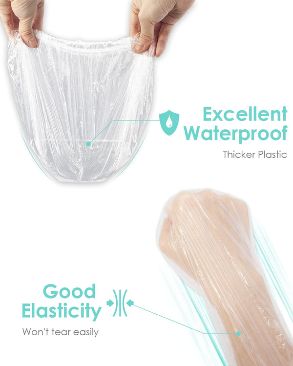 Auban 100PCS Disposable Shower Caps, Plastic Clear Hair Cap Large Thick Waterproof Bath Caps for Women, Hotel Travel Essentials Accessories Deep