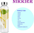 Clear Glass Bottles with Lids 6Pcs Set 18Oz,Reusable Glass Water Bottle with Stainless Steel Cap, 100% Leak Proof,Can Be Used for Fruit Juice,