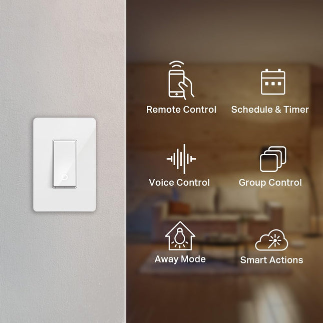 Kasa Smart Light Switch HS200, Single Pole, Needs Neutral Wire, 2.4Ghz Wi-Fi Light Switch Works with Alexa and Google Ho