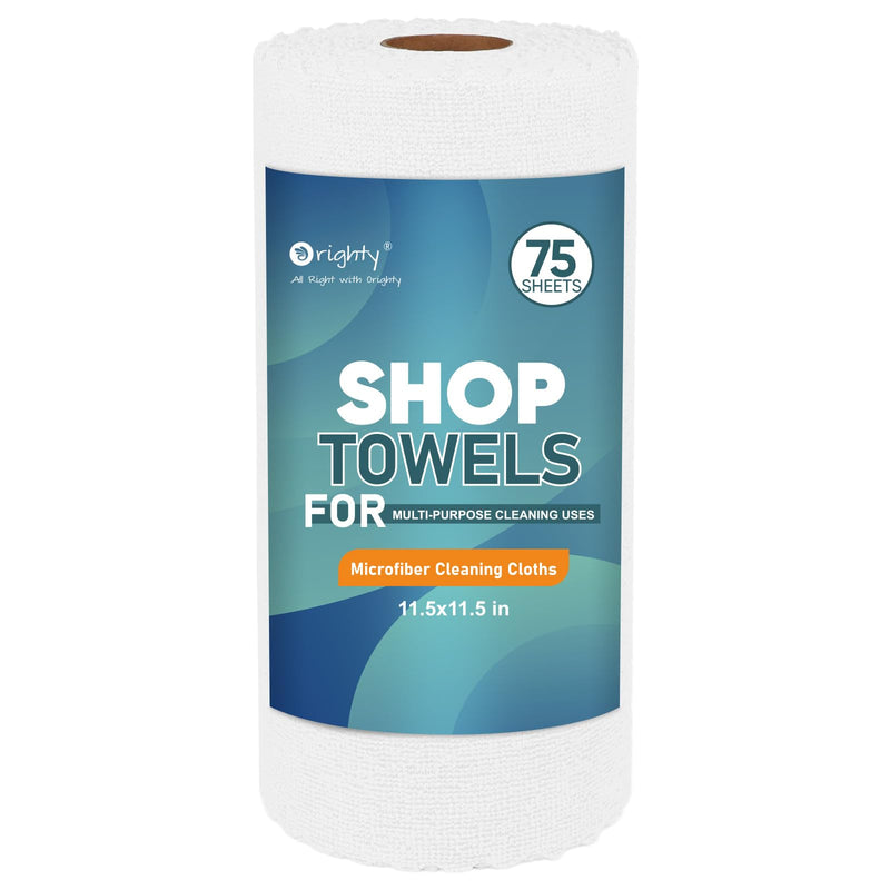 Orighty Microfiber Cleaning Cloths, 75 Sheets Shop Towels, Reusable Paper Towels Shop Rags, Washable Microfiber Towel Roll Cleaning Rags for Cars,